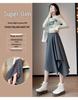 Women's Korean Style A-Line Half-Skirt, Versatile Mid-Length, Slimming Flare, Spring/Autumn Fashion.