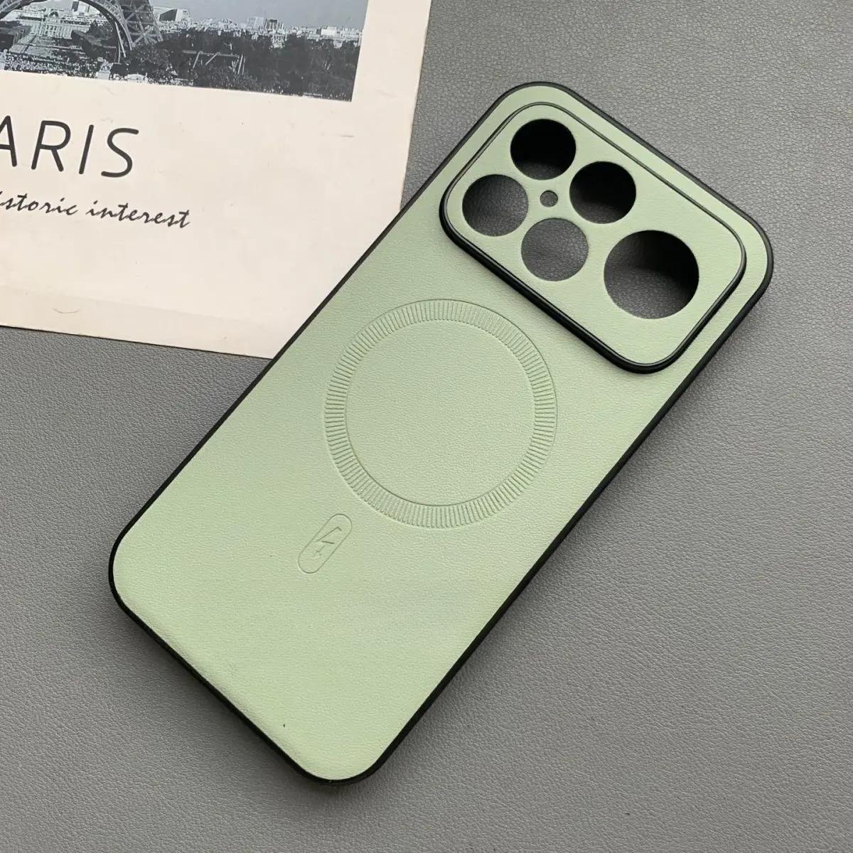 

Бизнес-чехол-бампер из матовой матовой кожи с магнитом для Xiaomi POCO F8 Pro F8 Ultra, поддержка беспроводной зарядки, защита камеры, противоударный Funda POCO F8 Ultra зелёный