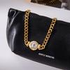 Design sense Classic style 18K gold, gold and silver color matching portrait coin lettering round pendant necklace