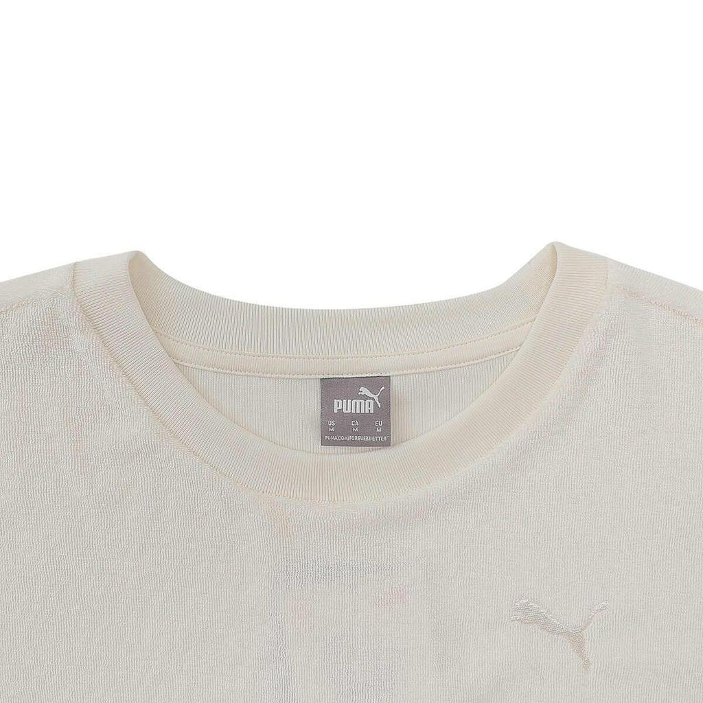 Puma T Shirts Women's Ecru Crew Neck Moderate Straight Fit 684357-65