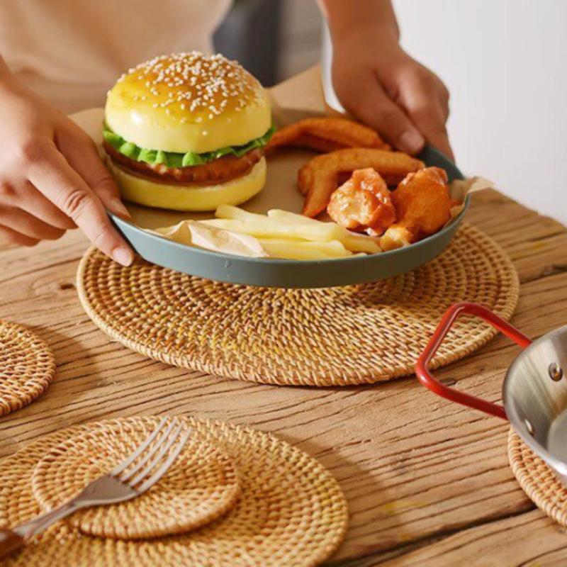 Rattan Hand-Woven Coaster Round Coffee Mugs Pad Home Kitchen Table Anti Scalding Insulation Mats For Hot Pot And Baking Pan