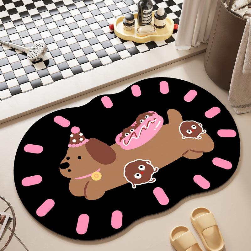 Mengqu Puppy Entrance Dirty Door Mat Bathroom Shower Room Strong Absorbent Foot Mat Diatom Mud Style Floor Mat