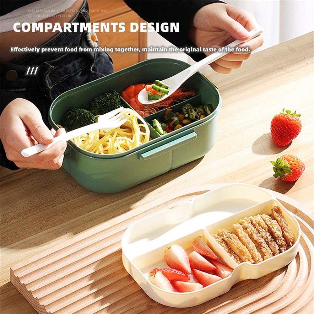 1200ml Lunch Box Bouble-layer Bento Lunch Box With Spoon Fork Portable Kid Bento Box with Compartments For Office Camping School