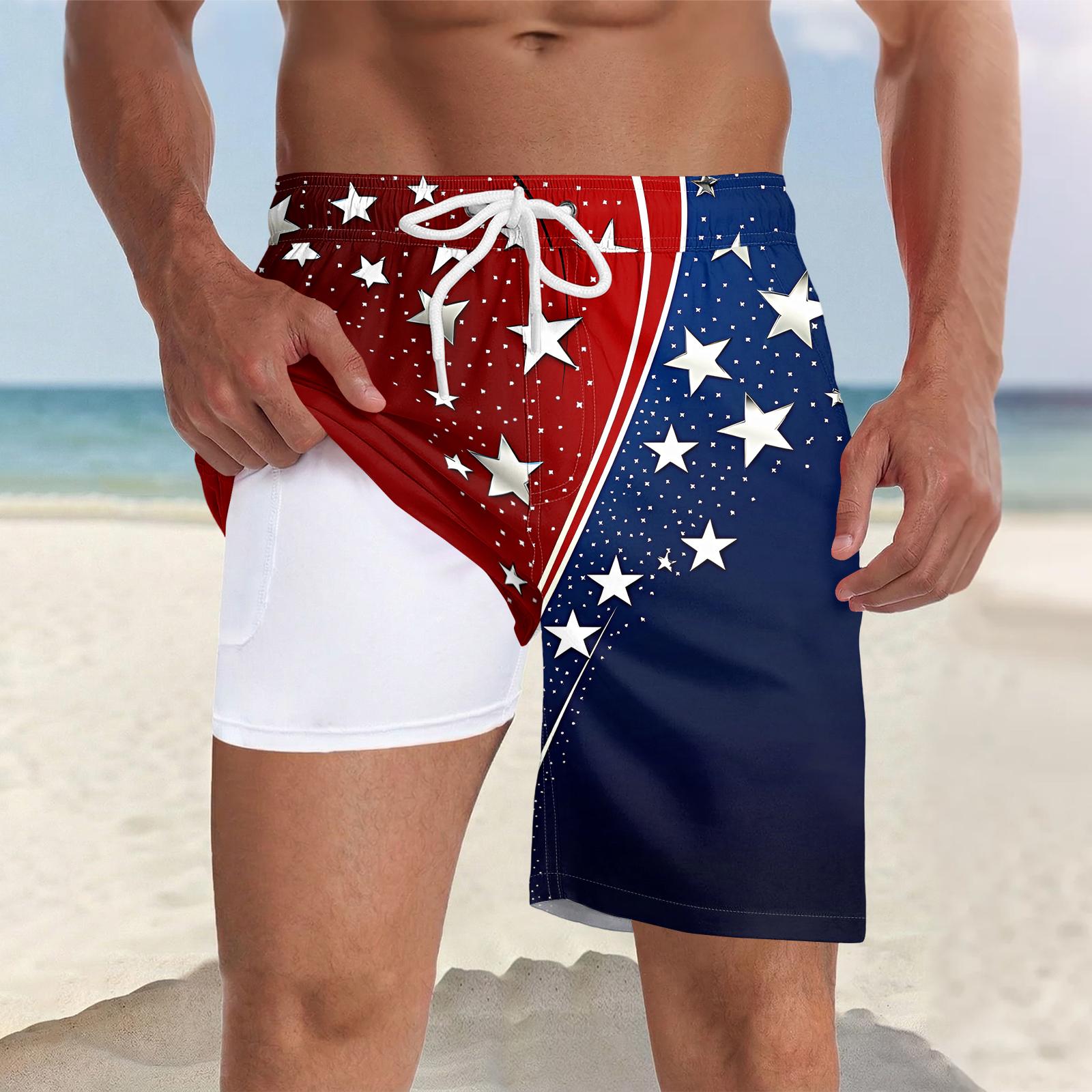 

Men s Quick Dry Swim Trunks with Side Pocket Lightweight Beach Shorts for Summer Casual Wear Hawaiian Style Swimwear S