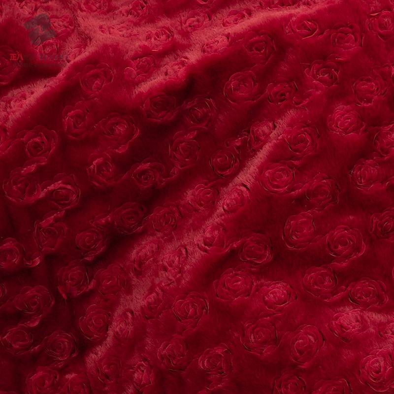 

135cm Wide Rabbit Velvet Rose Embroidered Plush Fabric PV Velvet 3D Rose Thick Faux Fur Fabric for DIY Winter Coat Garment 100x135cm