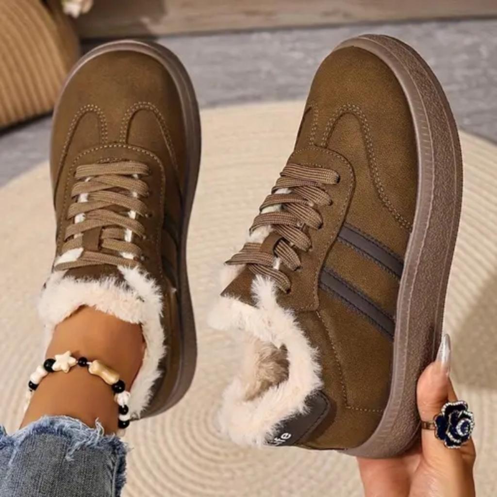 Velvet Sponge Cake German Training Women's Shoes Thick Soled Board Shoes Versatile Women's Cotton Shoes Retro Sports Casual Warm Shoes Children