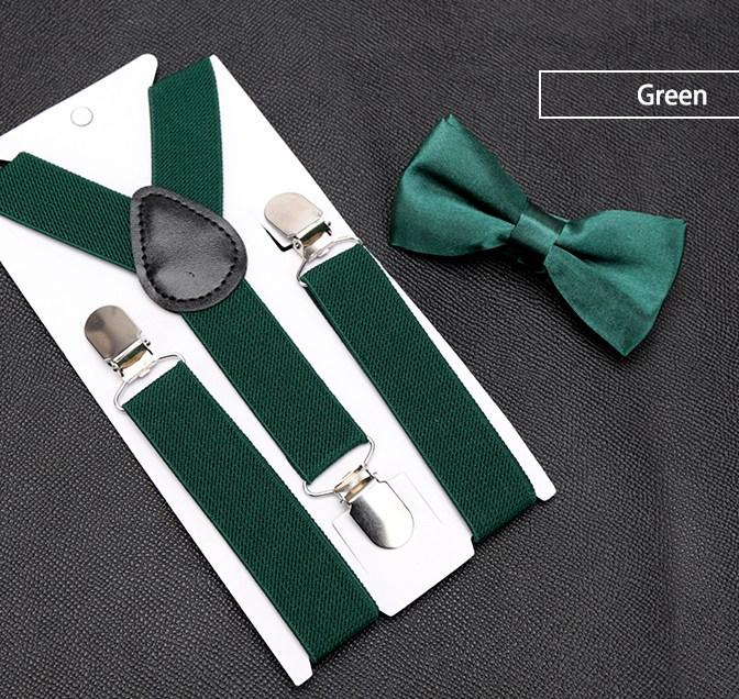 Kids Suspenders Bow Tie Set Boy Girl Retro Adjustable Suspenders Children Baby Braces Clip-on Trousers Wedding Ties Accessories