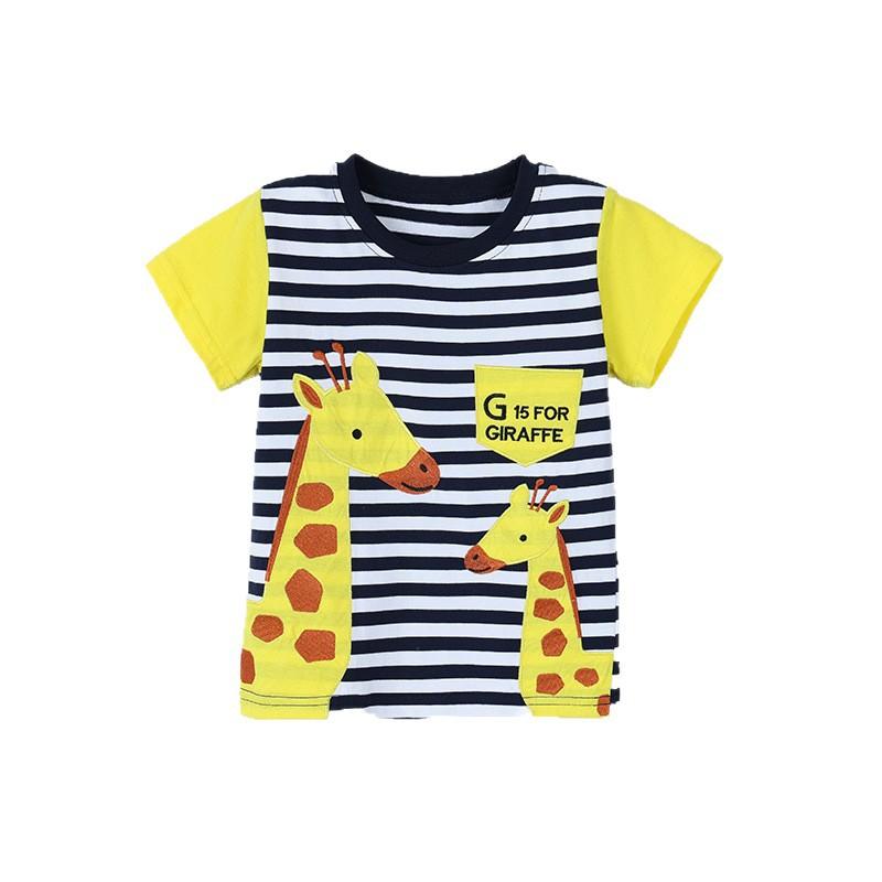 

Boys short-sleeved T-shirt: stylish giraffe-embroidered children s crew-neck T-shirt 90cm(2-3Y) жёлтый