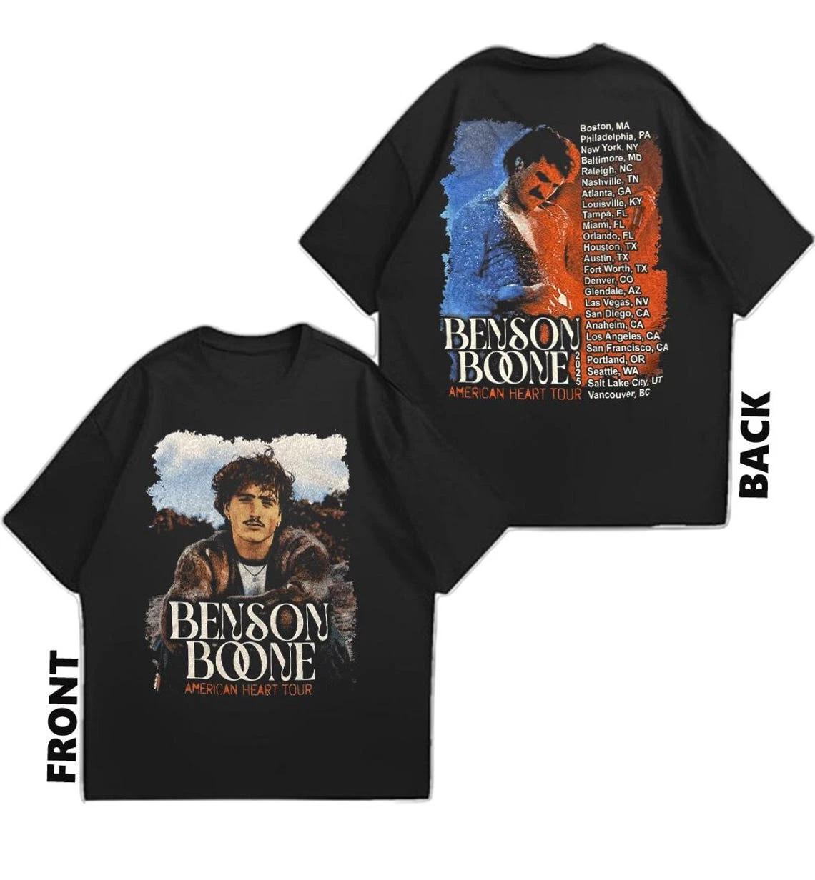 

Retro Benson Boone Tshirt tour music themed Tshirt unisex loose fit pure cotton allseason streetwear shirt oversized t shirt S