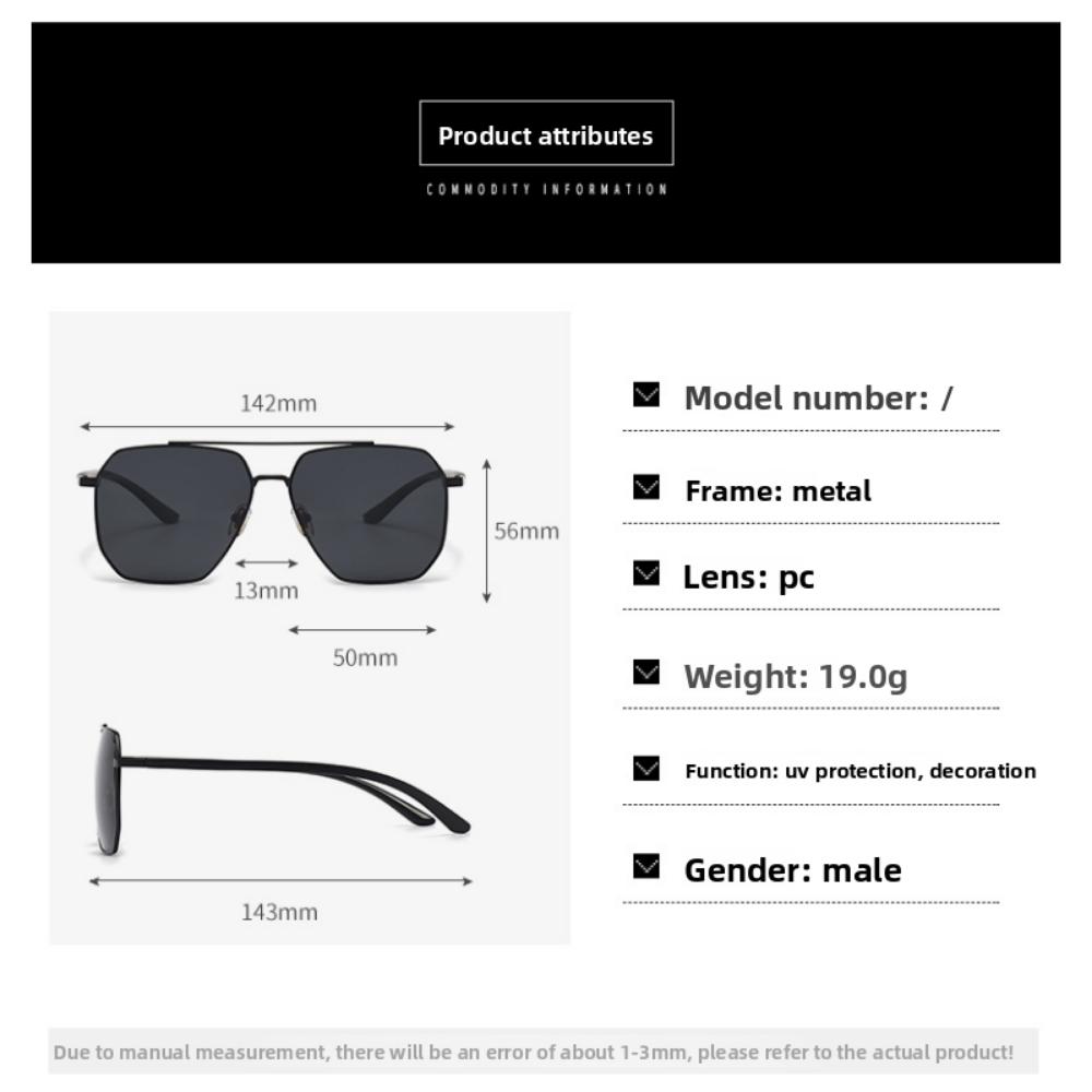 Polarized Sunglasses Men's High-end UV Protection Driving Yellow Lenses Sunglasses Anti-glare Square Fishing Glasses