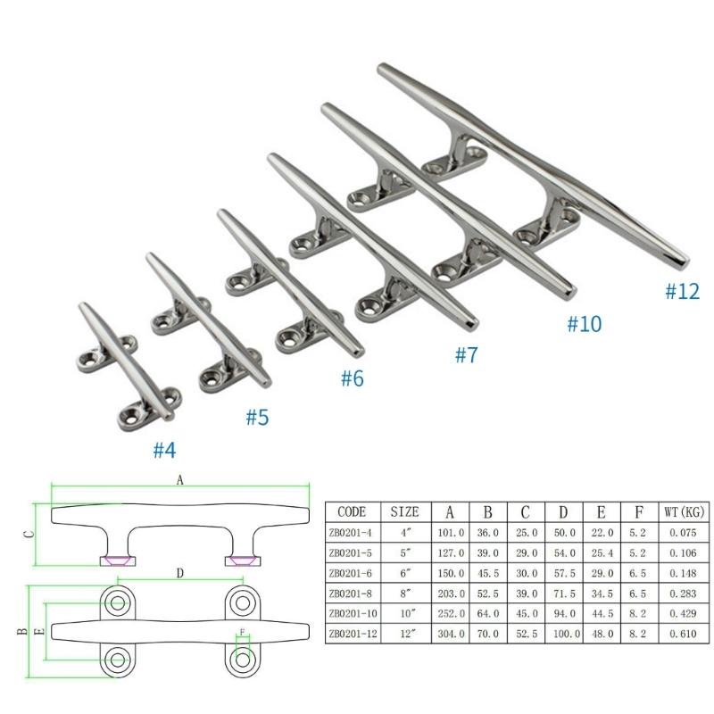 Boat Cleat Open Base 4/5/6//8/10/12 Inch, Dock Cleat 316 Stainless Steel Marine Grade Boats Hollow Base Cleats