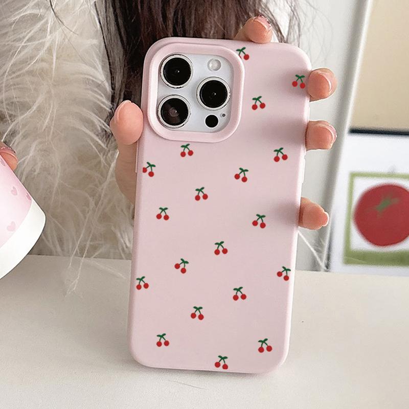 For iPhone 17 16 15 14 13 12 11 Pro Max Case Cute Cartoon Cherry Graphic Silicone Phone Cover For iPhone 15 16 Plus Soft Fundas