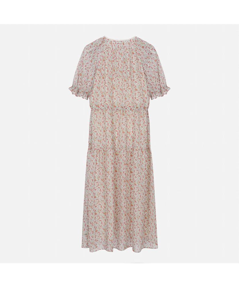 THURSDAY ISLAND Flower Puff Sleeve Long Dress_T264Mop257W