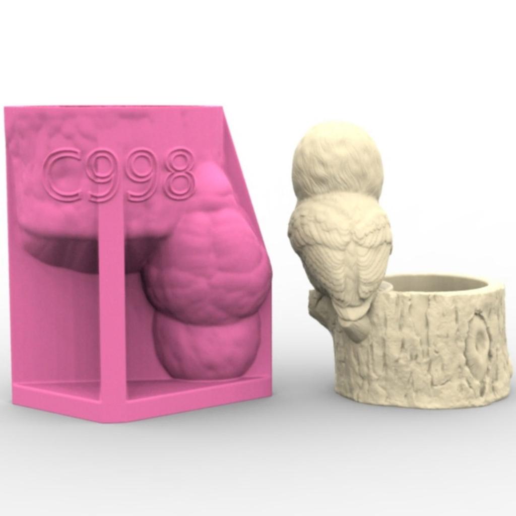 Multipurpose Owl Silicone Mold Planter Molds Silicone Texture Suitable for Plant Pots Cement and Plaster Craft Projects