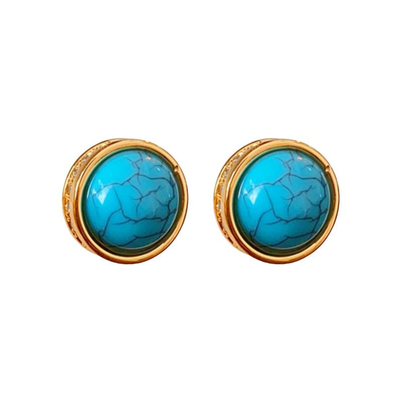 Retro Small Stone & Imitation Pearl Silver Stud Earrings - Fashionable, High-End, Simple Design for Women