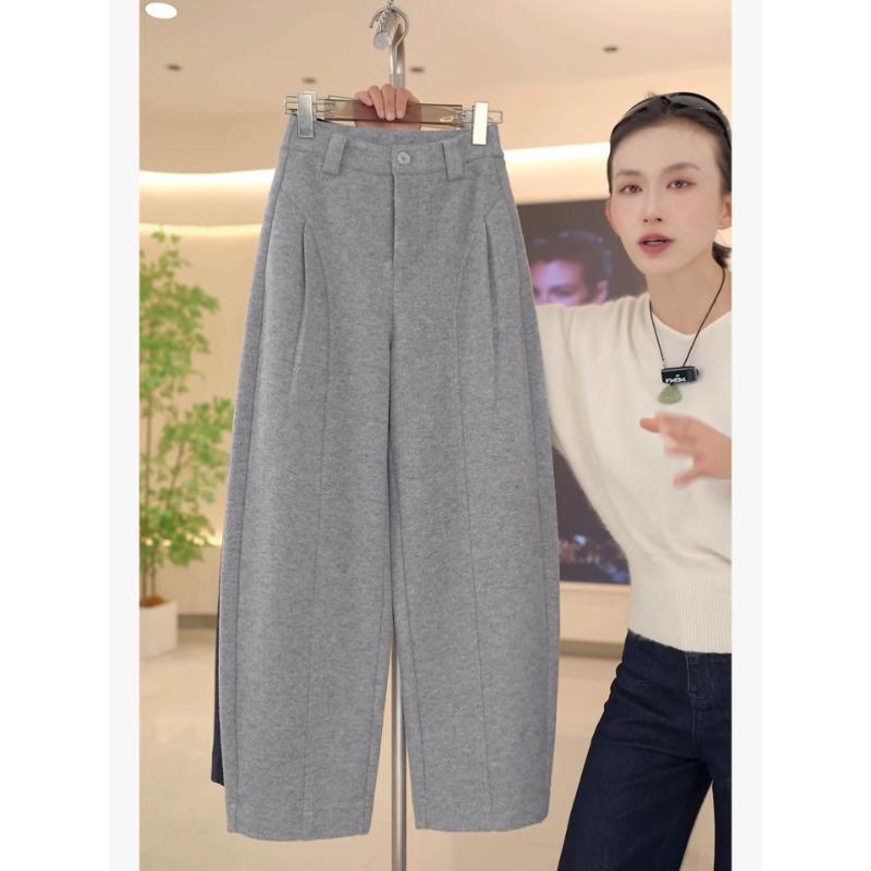 Women's High-Waisted Wool Wide-Leg Pants - Autumn Winter 2025 Bestseller with Velvet Slimming Base.