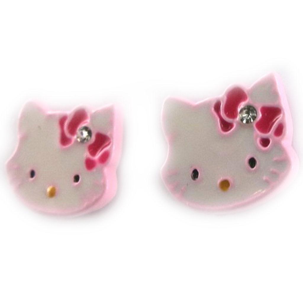 Charmmy Kitty [K8033] - Boucles Créateur 'Charmmy Kitty' blanc rose - 10x13 mm