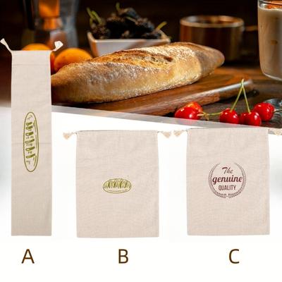 1/6pcs Reusable Linen Bread Bag Baking Storage Container for Toast Unbleached Preservation Bag with Drawstring Kitchen Organizer