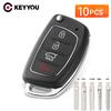 KEYYOU 10Pcs 4 Buttons Car Key Shell Case Replacement Cover For HYUNDAI Mistra Santa Fe Sonata Tucson Accent I30 I40 I45