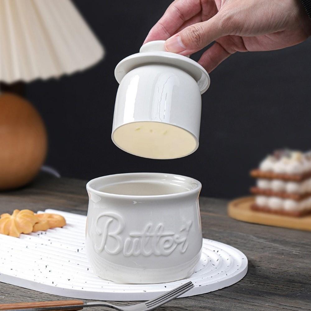 Airtight French Butter Dish Keep Fresh Cheese Storage Box Ceramic Butter Crock  Countertop