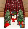 Linen Christmas Table Flag with Snowman & Santa Prints - Festive Table Mat Decorations