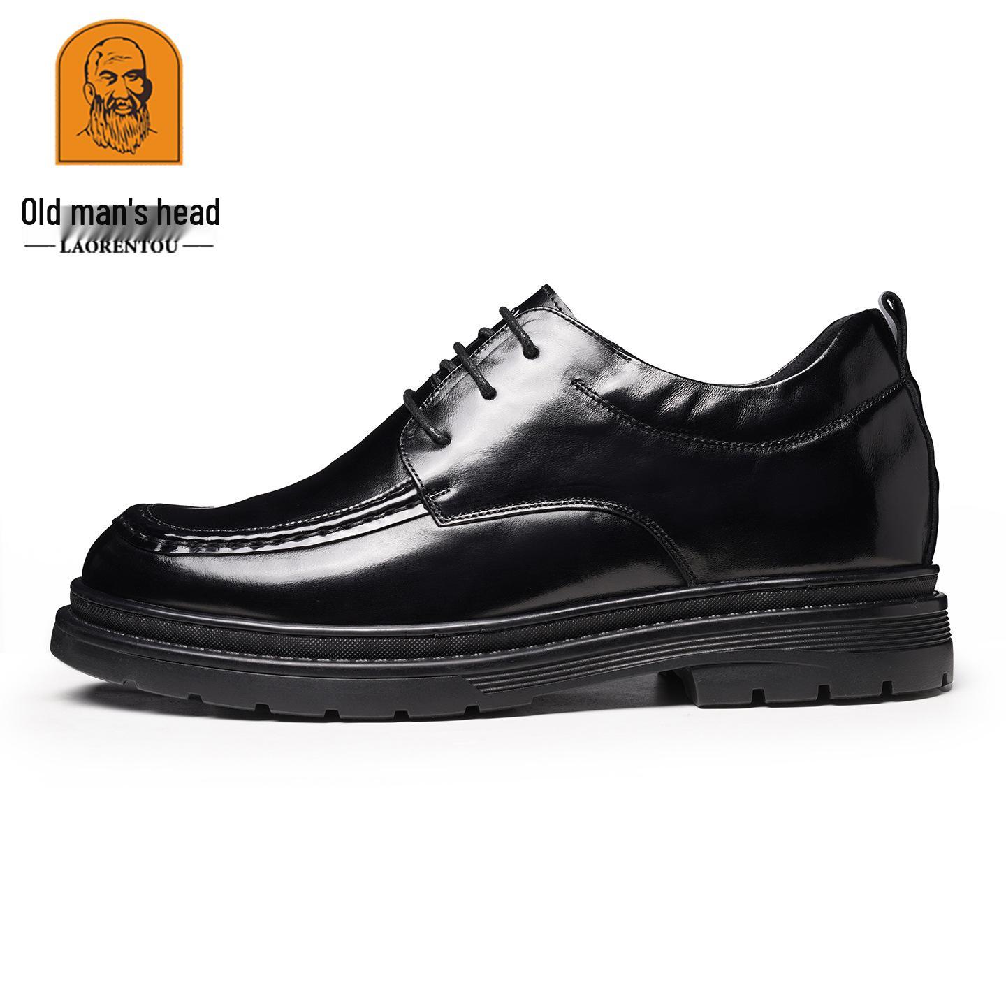 

Мужские зимние высокие формальные кожаные ботинки из овчины - Дышащие, на шнуровке, с круглым носком, обувь для свадьбы и банкета. Size 42 чёрный