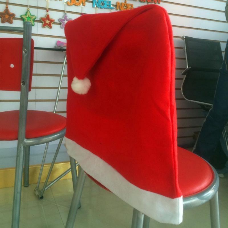5 Stück Weihnachtsmann Rote Mütze Stuhlhussen Dekorative Weihnachtsessenstisch Party Heimdekoration Stoff Stuhlhussen