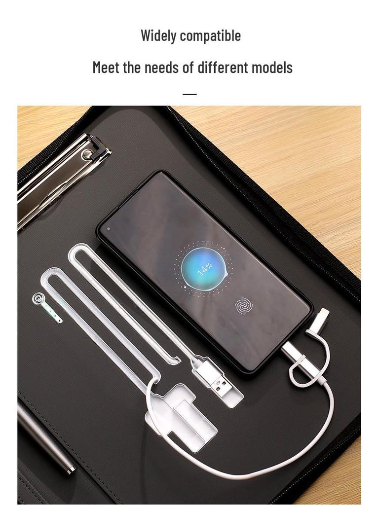 Multifunkční obchodní kabelka A4 s powerbankou, USB flash diskem a úložnou složkou.