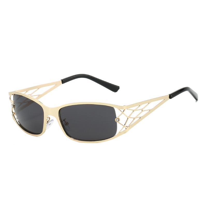 

SO&EI Ins Popular Fashion Cat Eye Sunglasses Women Retro Metal Hollow Trending Men Gradient Outdoor Shades UV400 Sun Glasses As the picture