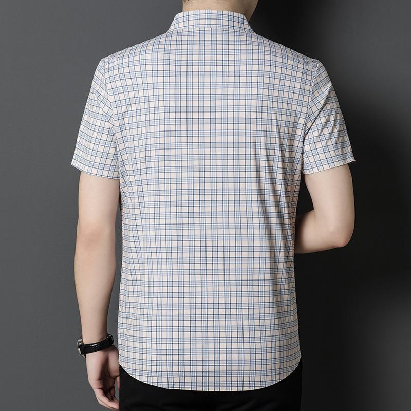 Men's Middle-aged Short-sleeved Shirt Summer New Iron-free Shirt Casual Half-sleeved Men's Tops Men's Clothing