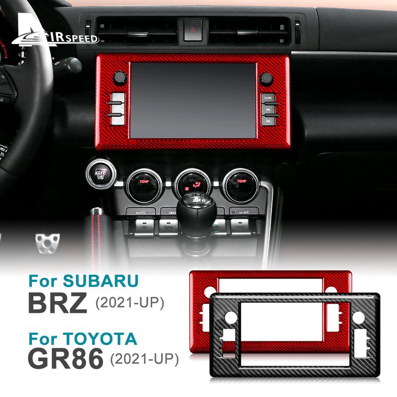 Real Hard Carbon Fiber For Subaru BRZ Toyota GR86 2024 Car Navigation Panel Cover Interior Trim Accessories