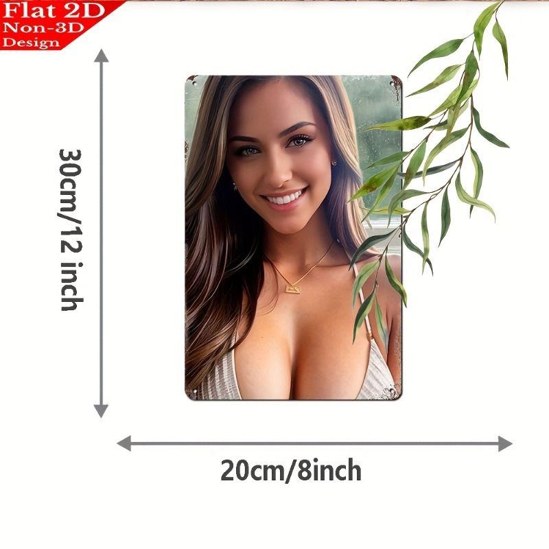 Vintage Kvinlig Silhuett Metall Logotyp för Bar & Garage