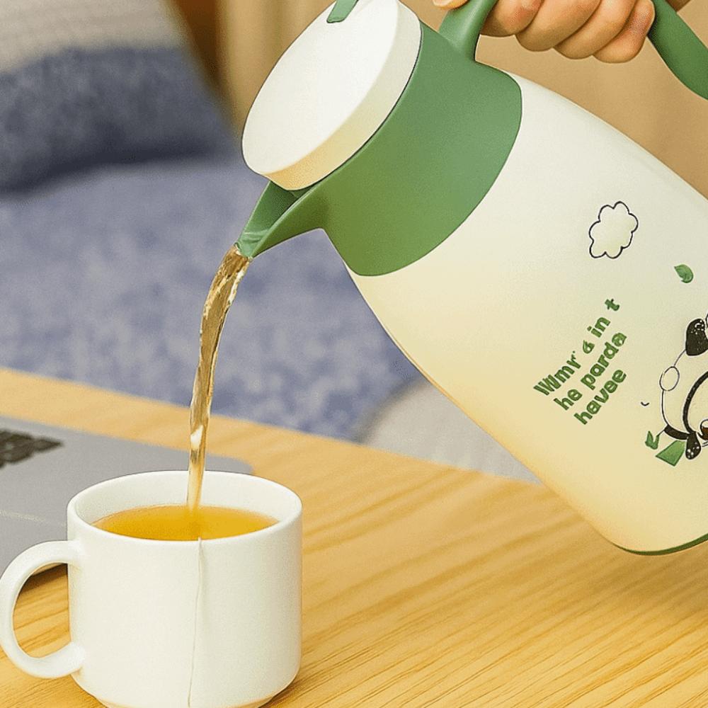 Large Capacity Insulated Kettle Leak Proof Thermal Insulation Vacuum Flask Panda Pattern Glass Inner Liner Thermos Bottle