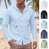 Men S Adult Hooded Long Sleeve Buttoned Casual Shirt
