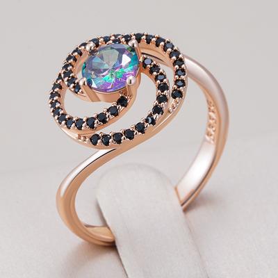 Unusual  Rose Gold Color Bride Ring For Women Shiny Colourful Natural Zircon Accessories Daily Fine Jewelry