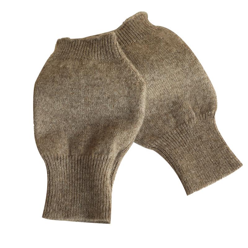Women's 100% Pure Cashmere Half-Finger Gloves: Fingerless, Plain Knit, Warm and Cozy for Autumn/Winter