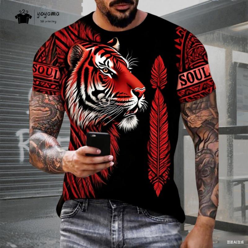 Summer Men s T-Shirt Cool Eagle 3D Flame Eagle Print Street Hip Hop Men Short Sleeved Fashion Trend Men Top Casual Men Clothing S