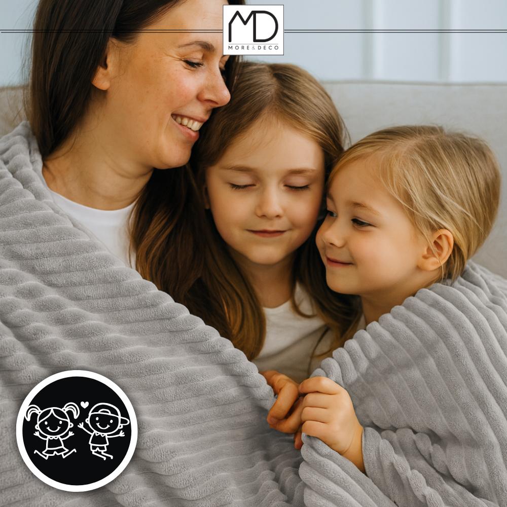 Blanket bedspread striped bed armchair large gray 160x200cm plush blanket