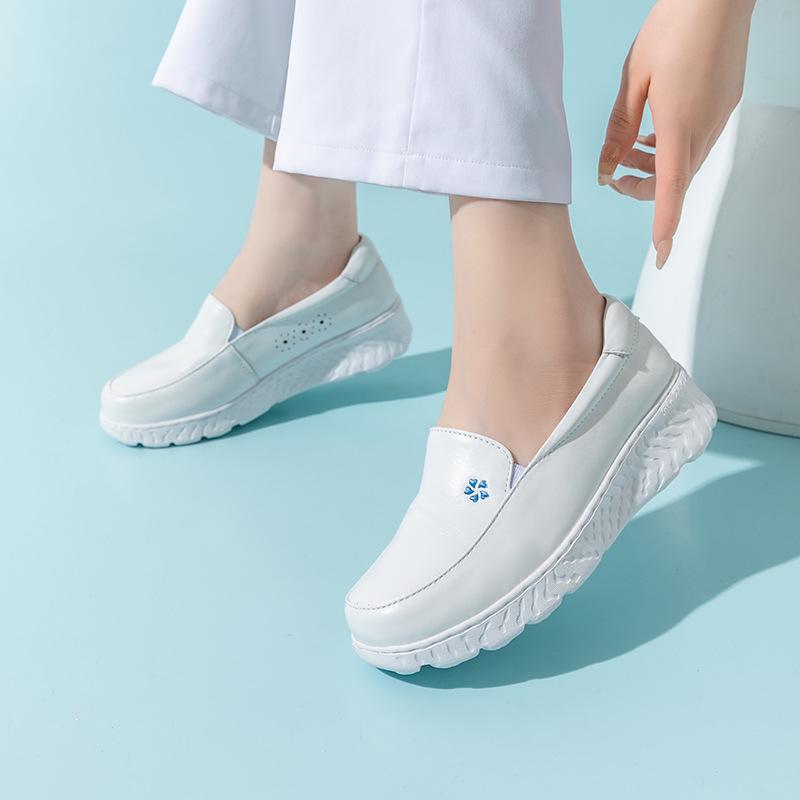 

Bu Lan Ni Women s Summer Nurse Shoes: Genuine Leather, Breathable Air Cushion, Soft Thick Sole, Hospital Style. Size 35