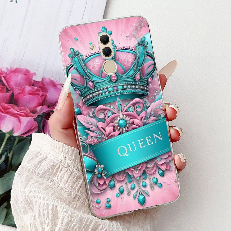 Clear For Huawei Mate 20Lite SNE-LX3 INE-LX2 Back Cover For Huawei Mate 20 Lite Case Cute Cartoon Cat Luxury Flowers Funny Funda