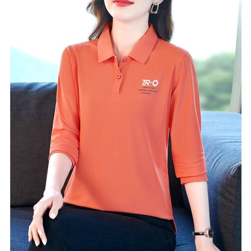 Spring and Autumn Lapel Tops, Long-sleeved Tops, Flower T-shirts, Women's Thin Fashion Casual Loose Tops
