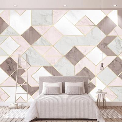 Sfondo TV Geometria Rosa Parete Decorativa Murale Design Moderno Soggiorno Camera da Letto Carta da Parati Fotografica 3D