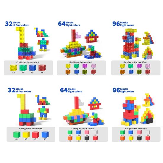 32/64/96Pcs/Set Magnetic Cube Building Block Preschool Learning Educational Colorful Building Brick Construction