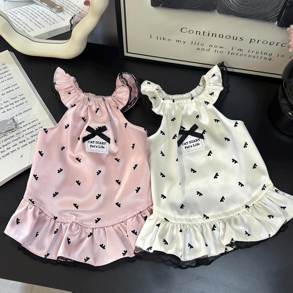 Cute Spring Pet Dress Cat Pajamas Pet Vest Yorkshire Teddy Dog Clothes for Small Dogs Puppy Clothes