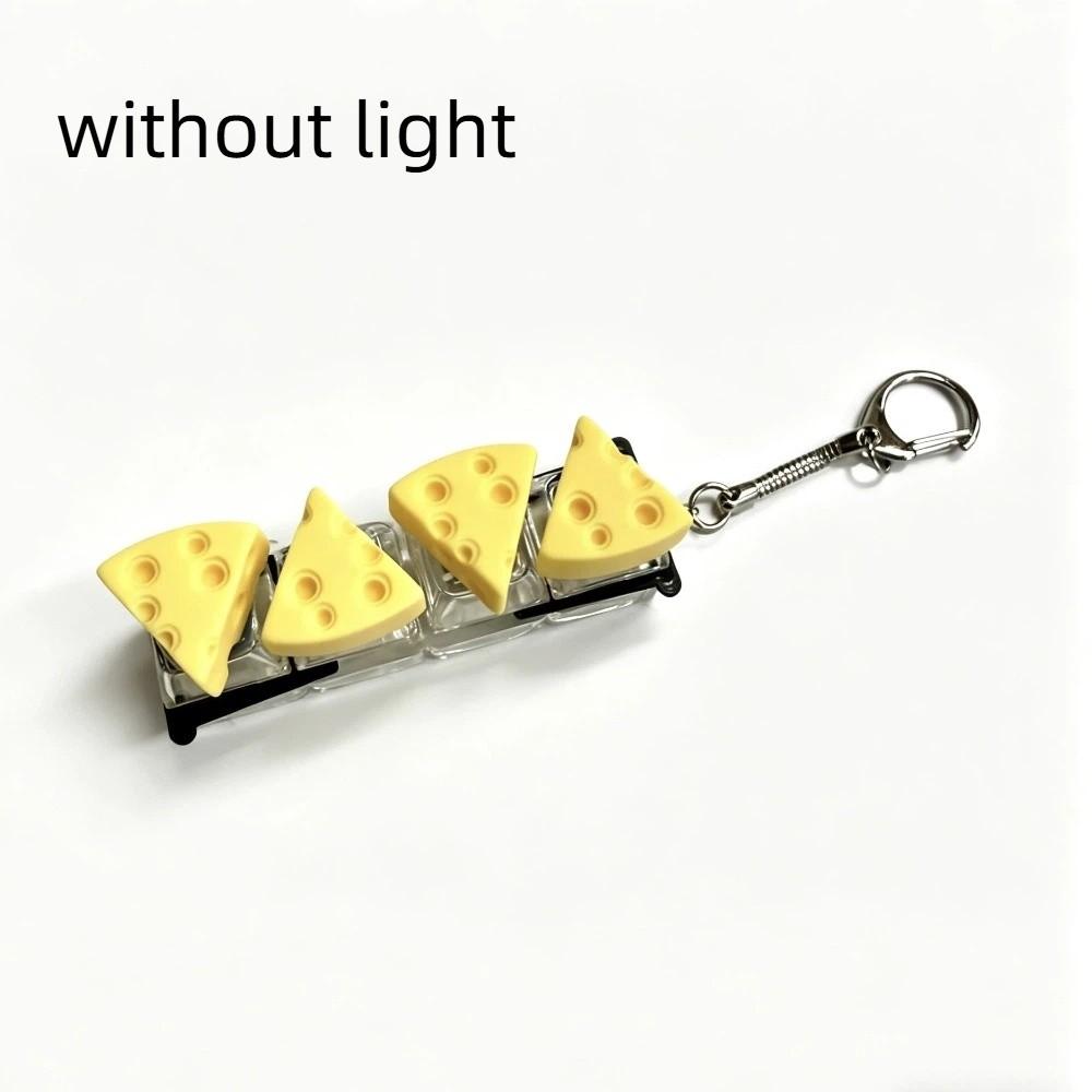 Finger Button 4 Key Mechanical Keychain Pressable Toy Mini Bread Model Pendant  Kids Gift