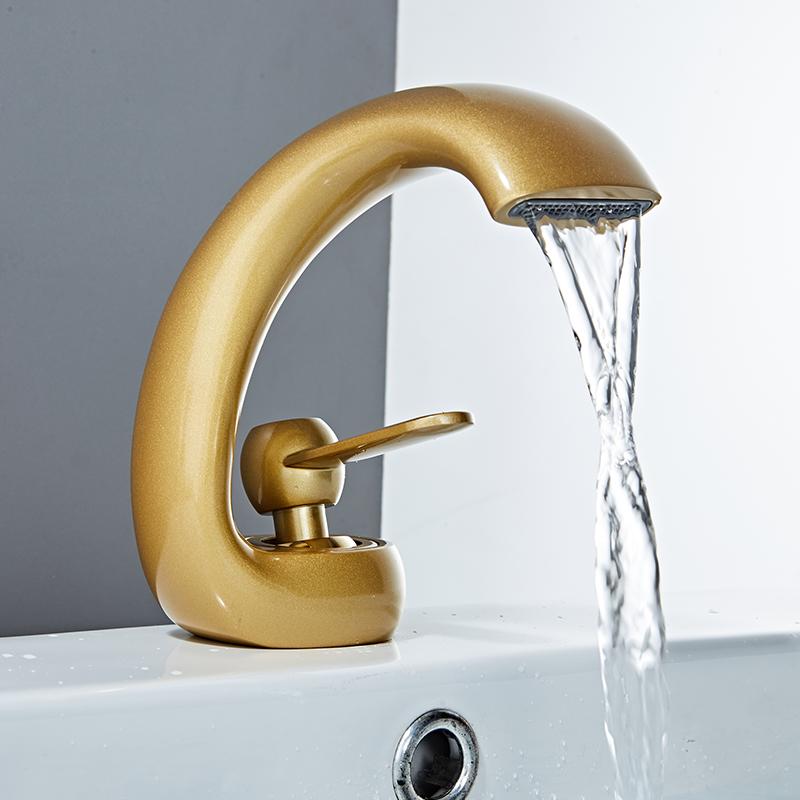 BAKALA Bathroom Basin Faucet Black/Chrome/White Brass Material Sink Mixer Tap Hot & Cold Sink Faucet Bathroom Lavotory Faucet