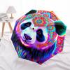 Psychedelic Panda Automatic Folding Umbrella  Simple Eight Rib Design, Bright Color Pattern, Durable Iron Frame, Ideal for Travel and Outdoo