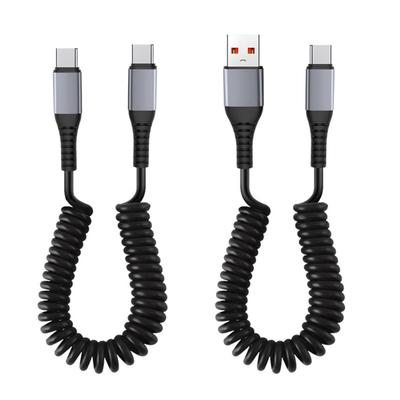 Aufgerolltes USB-zu-USB-C-Kabel Schnellladekabel Einziehbares USB-zu-USB-C-Spiralkabel Leicht zu tragen Ladegerät für Smartphone