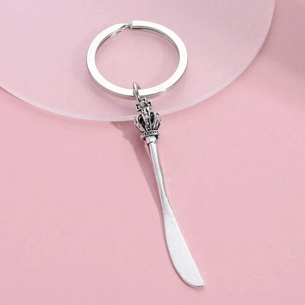 Silver Color Metal Fork Keychain Personality Metal Fork Keyring Metal Spoon Keychain  Jewelry Gift