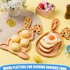 Easter Bunny Bamboo Tray Solid Color Wooden Dinner Plates Household Cake Decor Food Fruit Snack Plates
